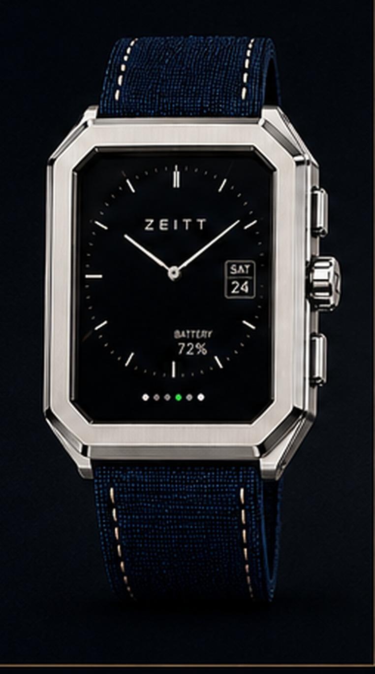 ZEITT watch fitted with the Blue Fabric strap