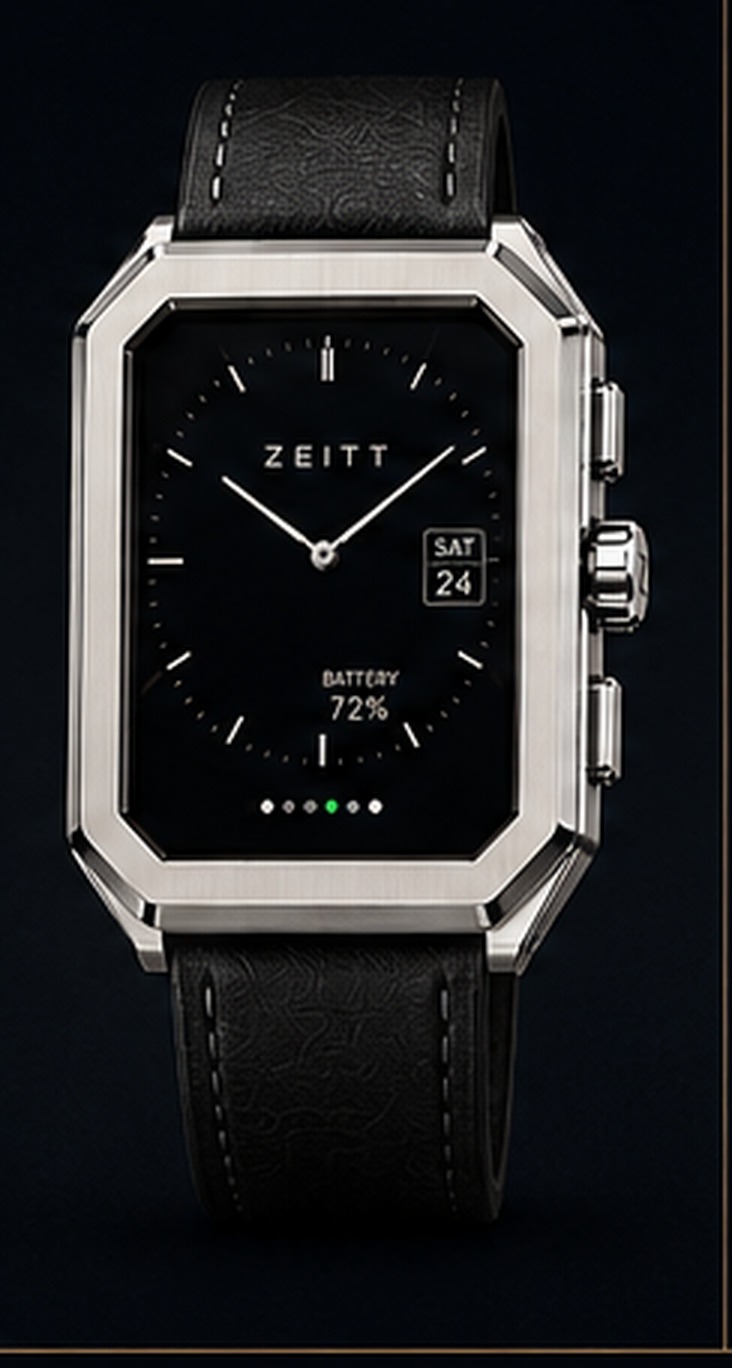 ZEITT watch fitted with the Black Leather strap