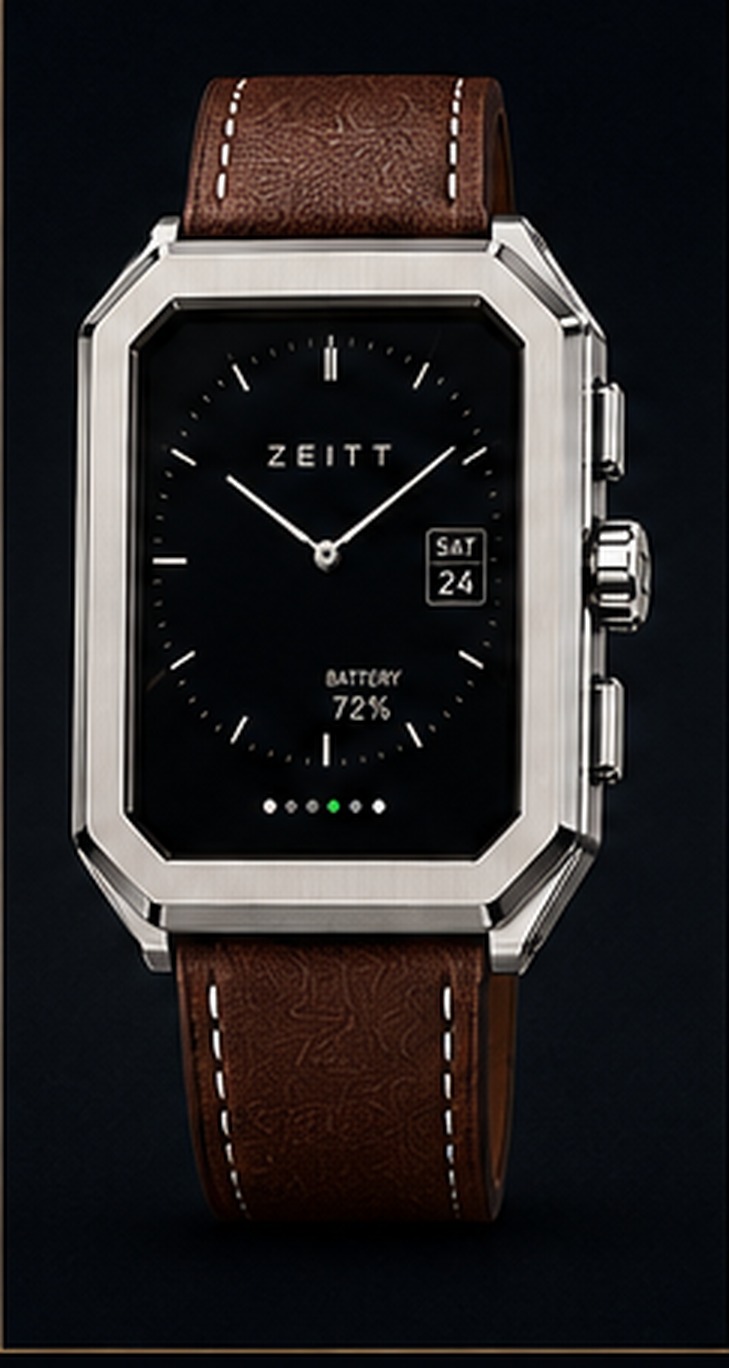 ZEITT watch fitted with the Brown Leather strap